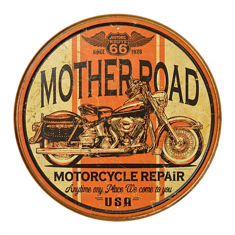 Harley Mother Road Round Tin Sign