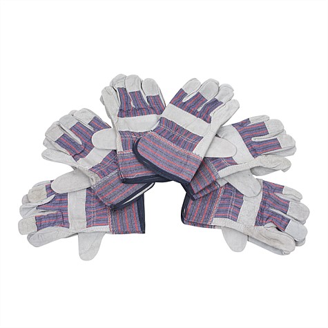 Firm Grip 6 Pack Leather Palm Gloves