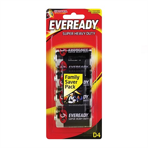 Eveready Heavy Duty D Batteries 4 Pack