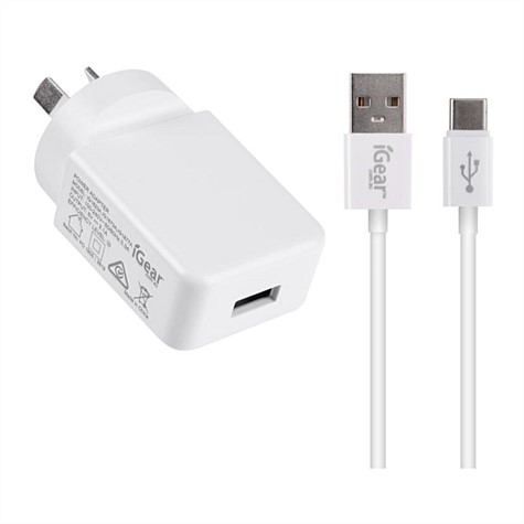 iGear 240V Wall Charger With USB-C Cable