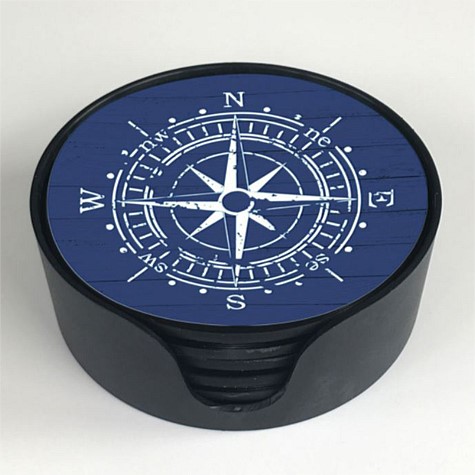 Compass Glass Coaster Set