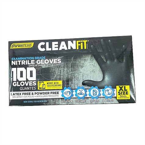 CleanFit Black Nitrile Disposable Gloves