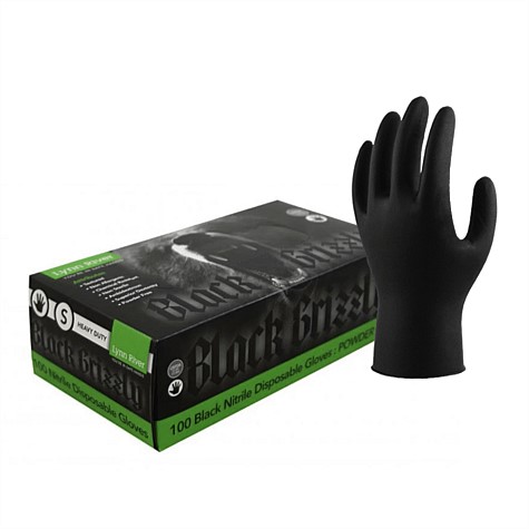 Black Grizzly Black Nitrile Disposable Gloves