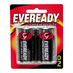 D Batteries Super Heavy Duty Eveready 2 Pack