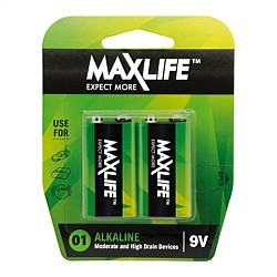 9V Battery Alkaline Maxlife 2 Pack