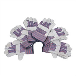 Firm Grip 6 Pack Leather Palm Gloves
