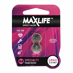 Maxlife LR43 2pk Button Cell Battery 