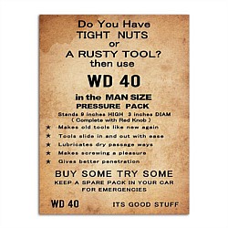 WD 40 Rusty Tools Garage Sign