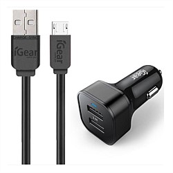 iGear Dual USB Car Charger & Cable