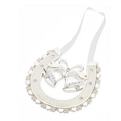 Silver & Cream Wedding Bells Horseshoe