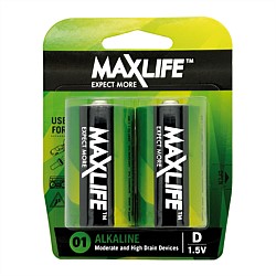 Maxlife 2 Pack Alkaline D Batteries