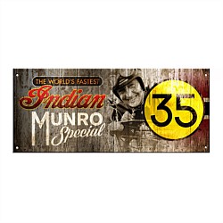E Hayes Motorworks Original Munro Special 35 Small Tin Sign