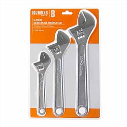 Number 8 3pce Adjustable Wrench Set
