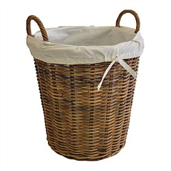 Nouveau Rattan Round Log Basket With Liner