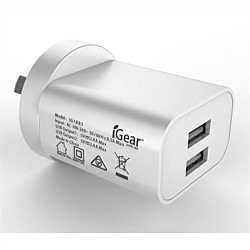 iGear 240V Wall Charger With Dual USB