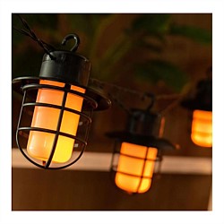 Orbit Solar Powered Flame Effect Cage String Light