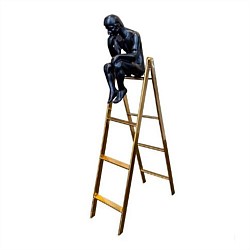 Sitting Thinking Man On Ladder