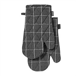 Ladelle Eco Charcoal Check Oven Mitts 2pk