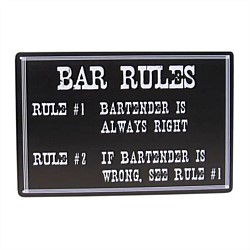 Retro Bar Rules Tin Sign