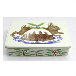 Thornback & Peel Rabbit & Christmas Pudding Print Rectangle Tin