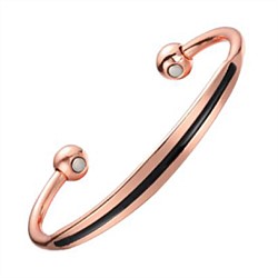 Copper Bracelet With Plain Black Strip With Magnets